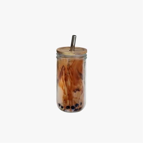 Glass Bubble Tea Cups with Straws