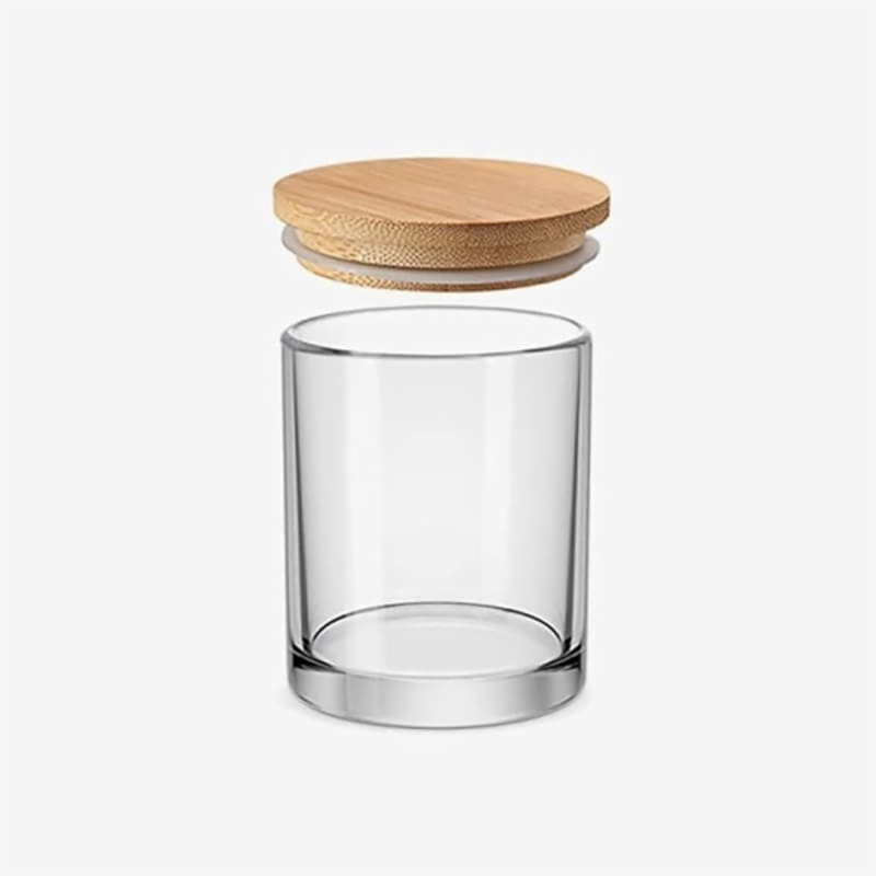 10 Oz. Empty Candle Jar With Bamboo Lid Candle Container Candle Jar Wood Lid  Home Decor.storage With Lid. DIY Supply 