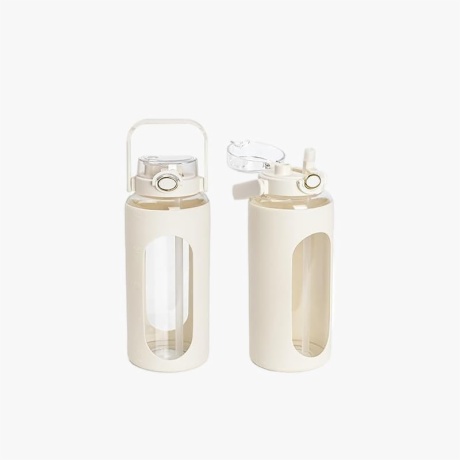 64oz Glass Water Bottle Beige