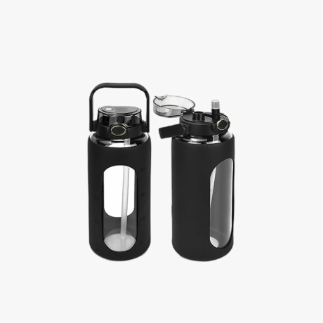 64oz Glass Water Bottle Black