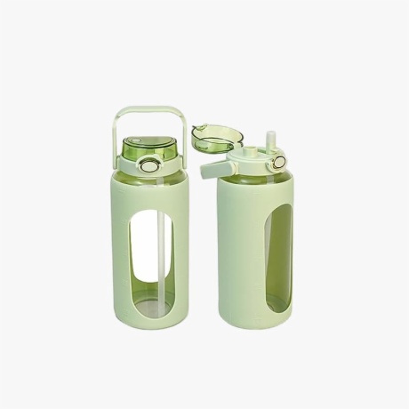 64oz Glass Water Bottle Green