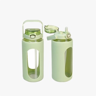 64oz Glass Water Bottle Green