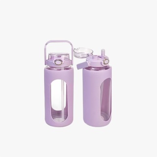 64oz Glass Water Bottle Purple