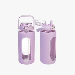 64oz Glass Water Bottle Purple