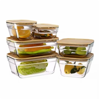 airtight borosilicate glass containers with bamboo lids