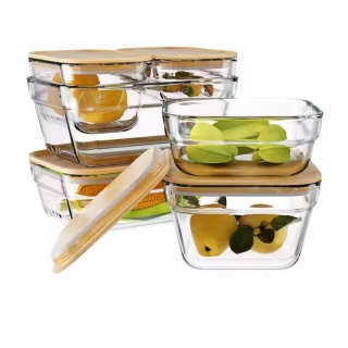 airtight borosilicate glass containers with bamboo lids