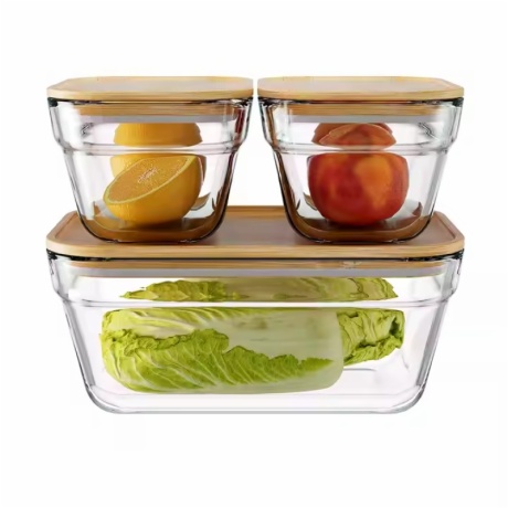 airtight borosilicate glass containers with bamboo lids