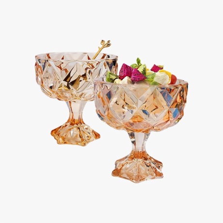 Amber Glass Dessert Bowls