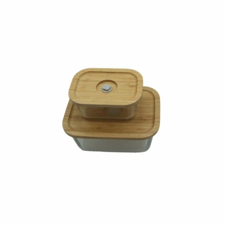 square bamboo lid vacuum glass food containers