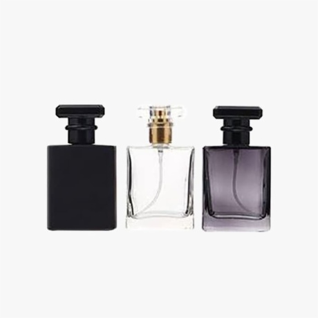 black clear grey perfume bottles