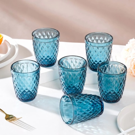 blue glass cup