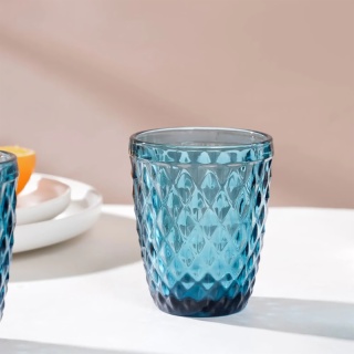 blue glass cup