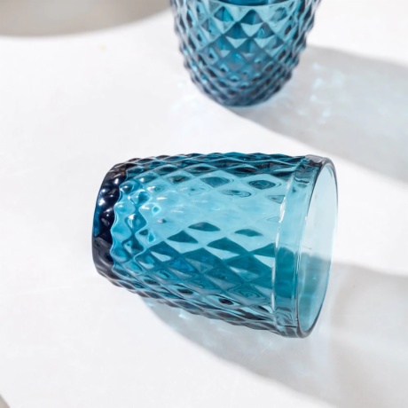 blue glass cup