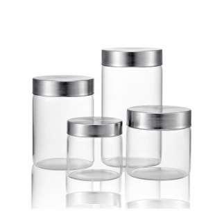 Borosil Glass Canister with Stainless Steel Lid