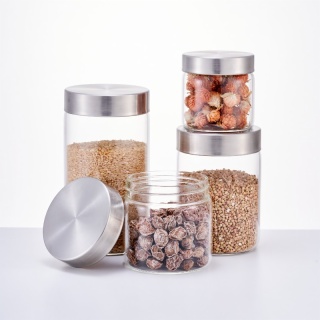 Borosil Glass Canister with Stainless Steel Lid