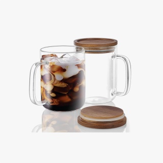 Borosilicate Coffee Mug with Wood Lid