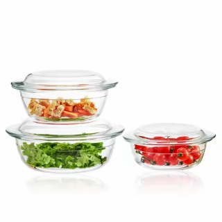 Borosilicate Glass Casserole Dish with Lid 1400ml 2100ml 3000ml 4000ml
