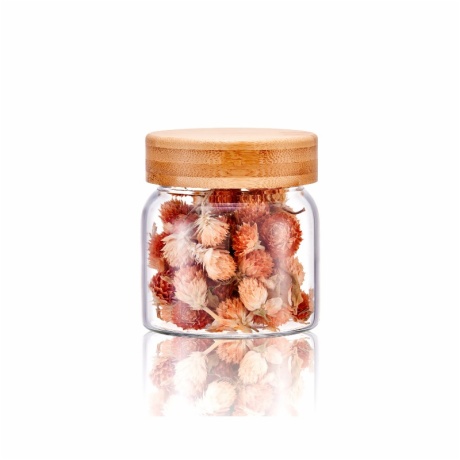 Borosilicate Glass Jar with Bamboo Lid 16 oz