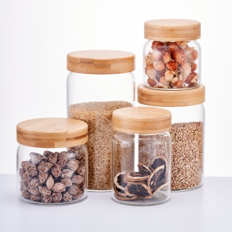 Borosilicate Glass Jar with Bamboo Lid 16 oz