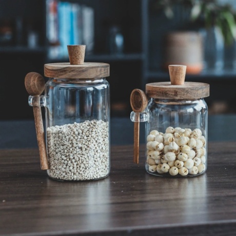 Borosilicate Glass Jar With Wooden Lid