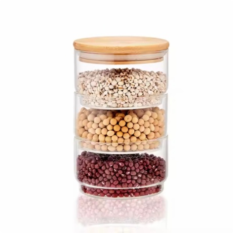 borosilicate glass jars stackable 