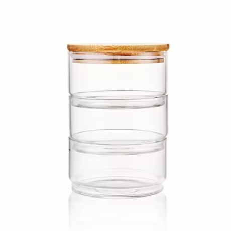 borosilicate glass jars stackable 