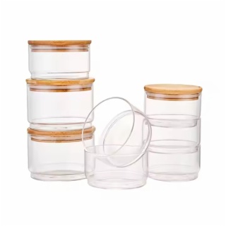 borosilicate glass jars stackable 