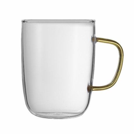 borosilicate glass mugs with yellow handle