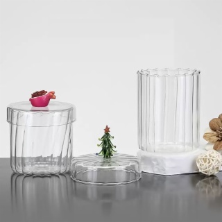 Borosilicate Glass Striped Candle Cup