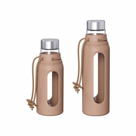 Borosilicate Glass Water Drinking Bottles With Strap And Stainless Steel Lid