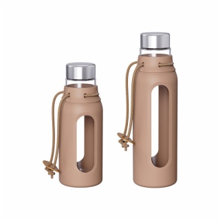 Borosilicate Glass Water Drinking Bottles With Strap And Stainless Steel Lid