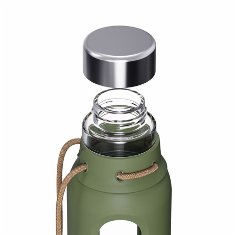 Borosilicate Glass Water Drinking Bottles With Strap And Stainless Steel Lid