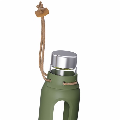Borosilicate Glass Water Drinking Bottles With Strap And Stainless Steel Lid