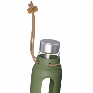 Borosilicate Glass Water Drinking Bottles With Strap And Stainless Steel Lid