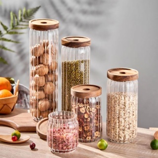 borosilicate ribbed glass jar