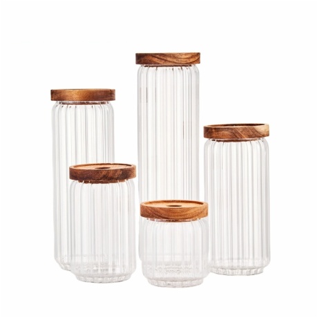 borosilicate ribbed glass jar