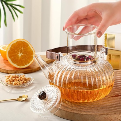 Clear Borosilicate Glass Tea Maker Water Kettle