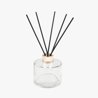 clear glass diffuser bottles with black caps