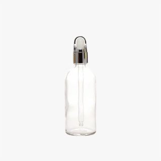 clear round Dropper Bottle with sliver top 