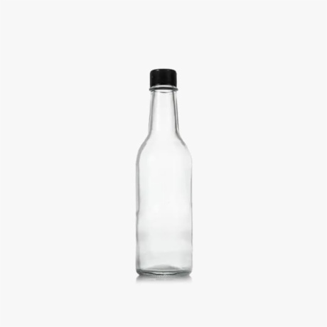 Clear Wine Bottle With Black Cap