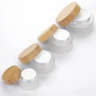cosmetic jars with bamboo lids