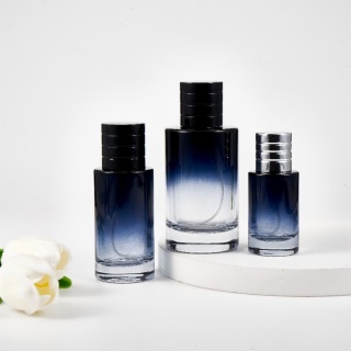 Cylinder Gradient Blue Perfume Bottles