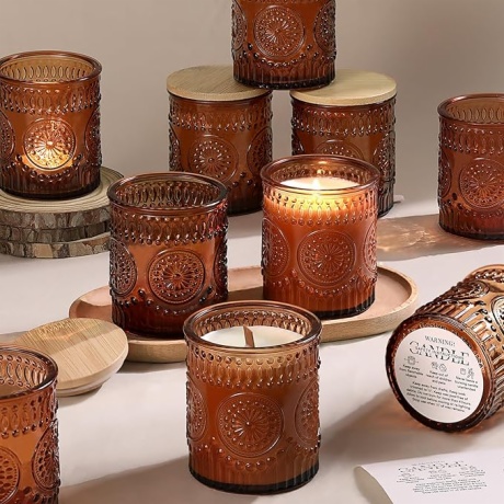 Embossed Borosilicate Glass Candle Jars