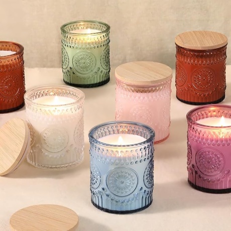 Embossed Borosilicate Glass Candle Jars