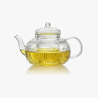 Embossed Floral Borosilicate Glass Water Pot