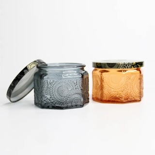 Embossed Glass Candle Containers