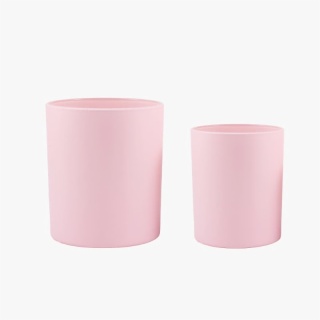 Sleek & Matte Pink Glass Candle Jar with Lid