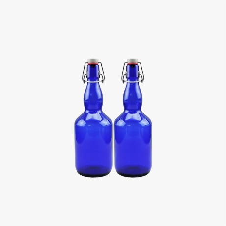 Flip Top Blue Glass Bottle