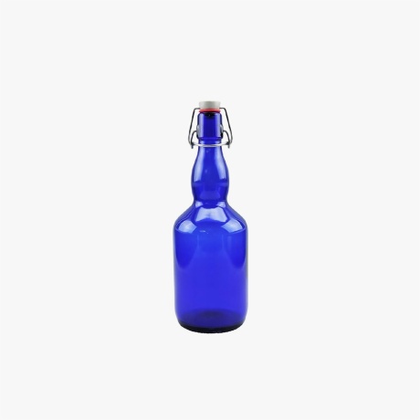 11oz flip top blue glass bottle