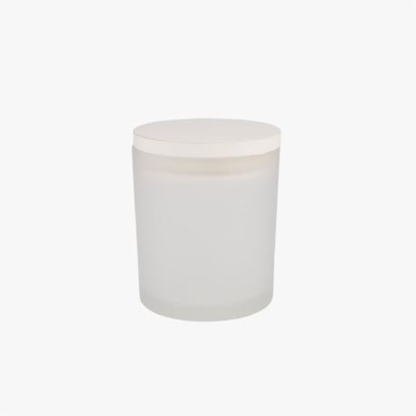 Frosted Candle Jar With White Lid